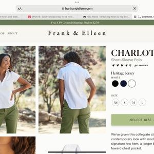 Frank & Eileen White Short Sleeve Polo - Large